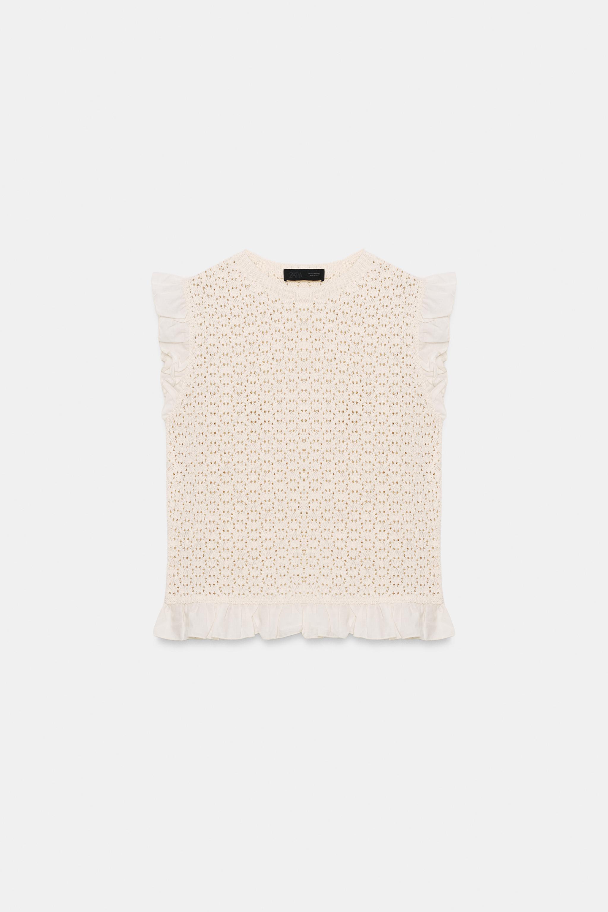 TOP EN MAILLE ET POINTELLE